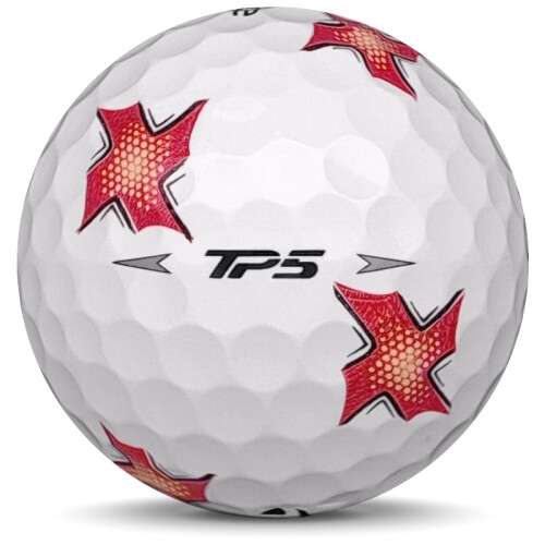 Golfboll av modellen Taylormade TP5 i 2020 års version med pix x färg från sidan