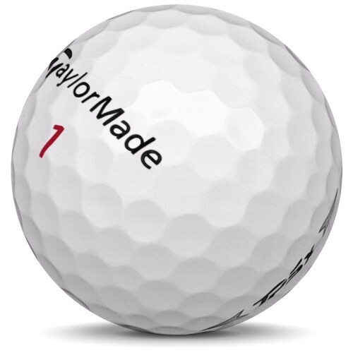 Golfboll av modellen TaylorMade TP5x i 2020 års version med vit färg sned bild