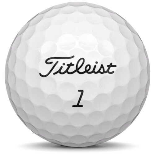Golfboll av modellen Titleist Pro v1 i 2018 års version med vit färg framifrån