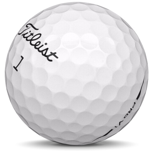Golfboll av modellen Titleist Pro v1 i 2018 års version med vit färg sned bild