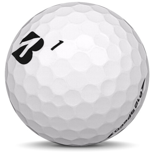 Golfboll av modellen Bridgestone E12 Speed i 2020 års version med vit färg sned bild