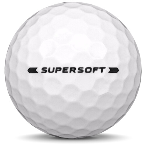 Golfboll av modellen Callaway Supersoft i 2020 års version med vit färg från sidan