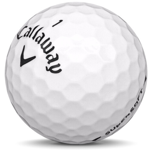 Golfboll av modellen Callaway Supersoft i 2020 års version med vit färg sned bild