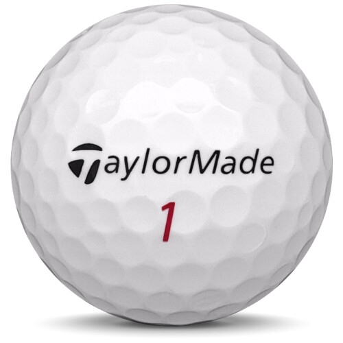 Golfboll av modellen TaylorMade Distance+ i 2018 års version med vit färg framifrån