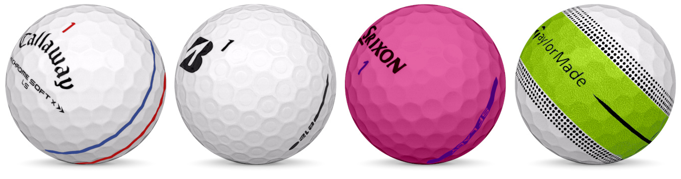 Cuatro pelotas de golf diferentes